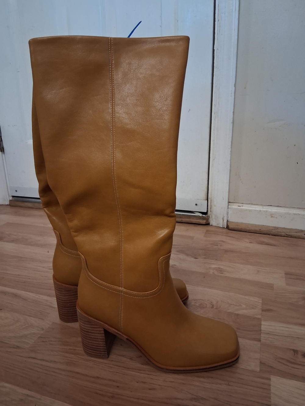 Aitta Straw Yellow Knee High Women's Boots Faux Leather Size 9.5